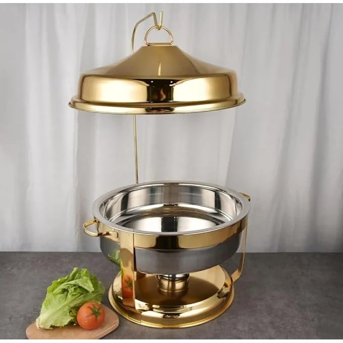Chafing Dish Round Golden with Gel Based Heating - Hanging Model (1 GN Pan of 65mm) — view 7
