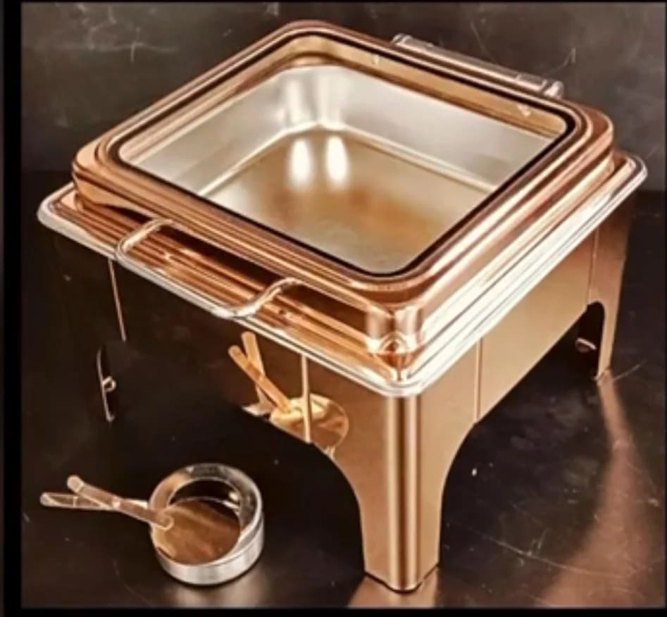 Chafing Dish Square 6L with Gel Based Heating + Transparent Lid + Hydraulic Soft Close (1 GN Pan of 2/3 65mm) — view 5