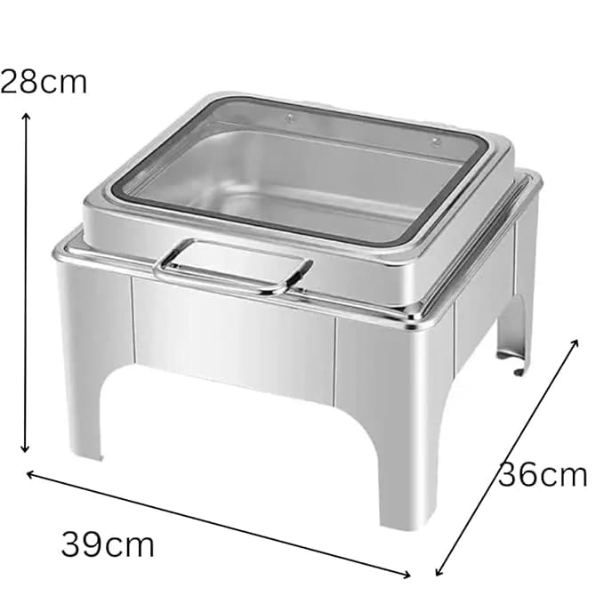 Chafing Dish Square 6L with Gel Based Heating + Transparent Lid + Hydraulic Soft Close (1 GN Pan of 2/3 65mm) — view 2
