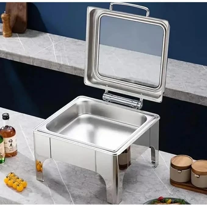 Chafing Dish Square 6L with Gel Based Heating + Transparent Lid + Hydraulic Soft Close (1 GN Pan of 2/3 65mm) — view 6