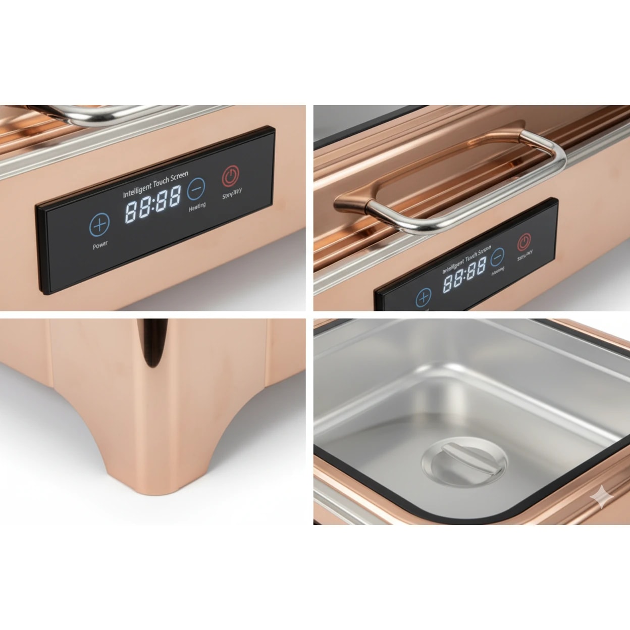 Digital Chafing Dish Rectangle 9L with Inbuilt Heater + Transparent Lid + Hydraulic Soft Close (1 GN Pans of 1/1 65mm) — view 6