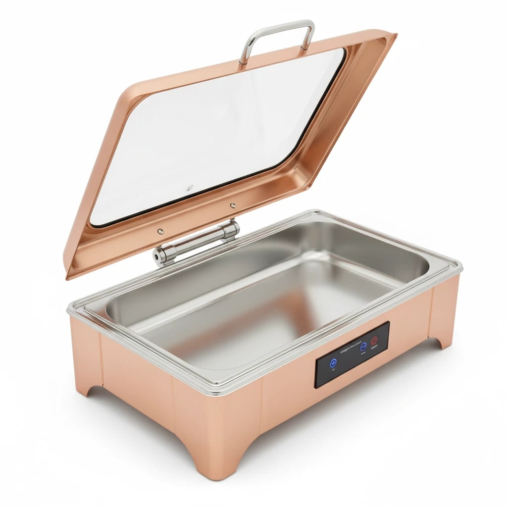 Digital Chafing Dish Rectangle 9L with Inbuilt Heater + Transparent Lid + Hydraulic Soft Close (1 GN Pans of 1/1 65mm) — view 7