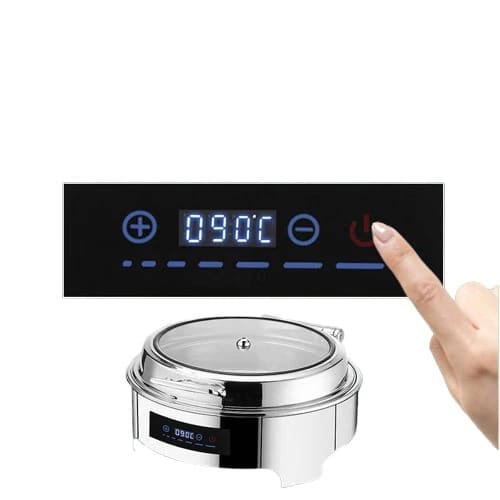 Digital Chafing Dish Round 6L with Inbuilt Heater + Transparent Lid + Hydraulic Soft Close (1 GN Pan of 65mm) — view 4