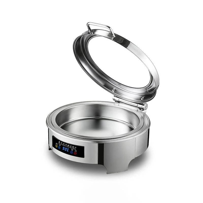 Digital Chafing Dish Round 6L with Inbuilt Heater + Transparent Lid + Hydraulic Soft Close (1 GN Pan of 65mm) — view 6