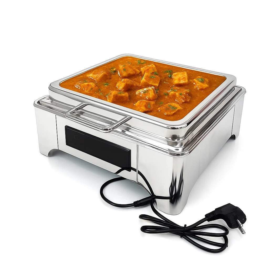 Digital Chafing Dish Square 6L with Inbuilt Heater + Transparent Lid + Hydraulic Soft Close (1 GN Pan of 2/3 65mm) — view 3