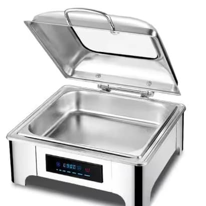 Digital Chafing Dish Square 6L with Inbuilt Heater + Transparent Lid + Hydraulic Soft Close (1 GN Pan of 2/3 65mm) — view 4