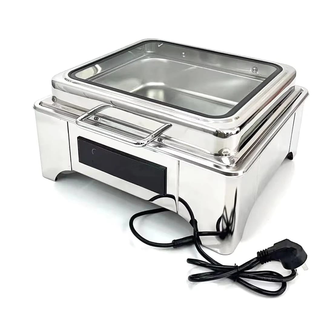 Digital Chafing Dish Square 6L with Inbuilt Heater + Transparent Lid + Hydraulic Soft Close (1 GN Pan of 2/3 65mm) — view 5