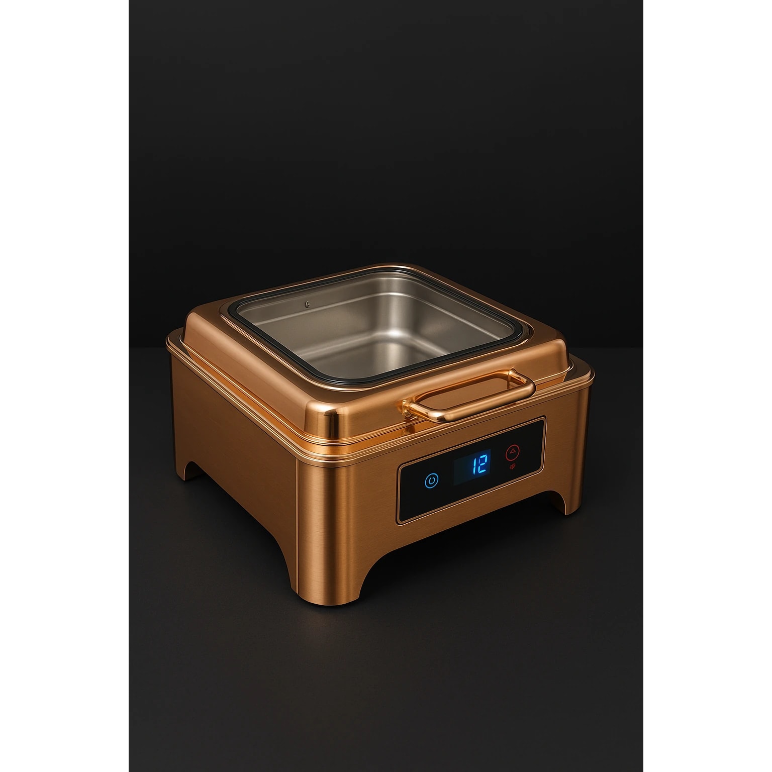 Digital Chafing Dish Square 6L with Inbuilt Heater + Transparent Lid + Hydraulic Soft Close (1 GN Pan of 2/3 65mm) — view 7
