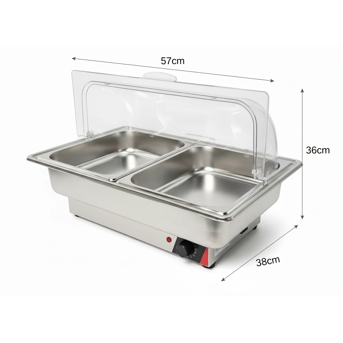 Electric Chafing Dish - Rectangle with PC Roll Top Lid — view 2