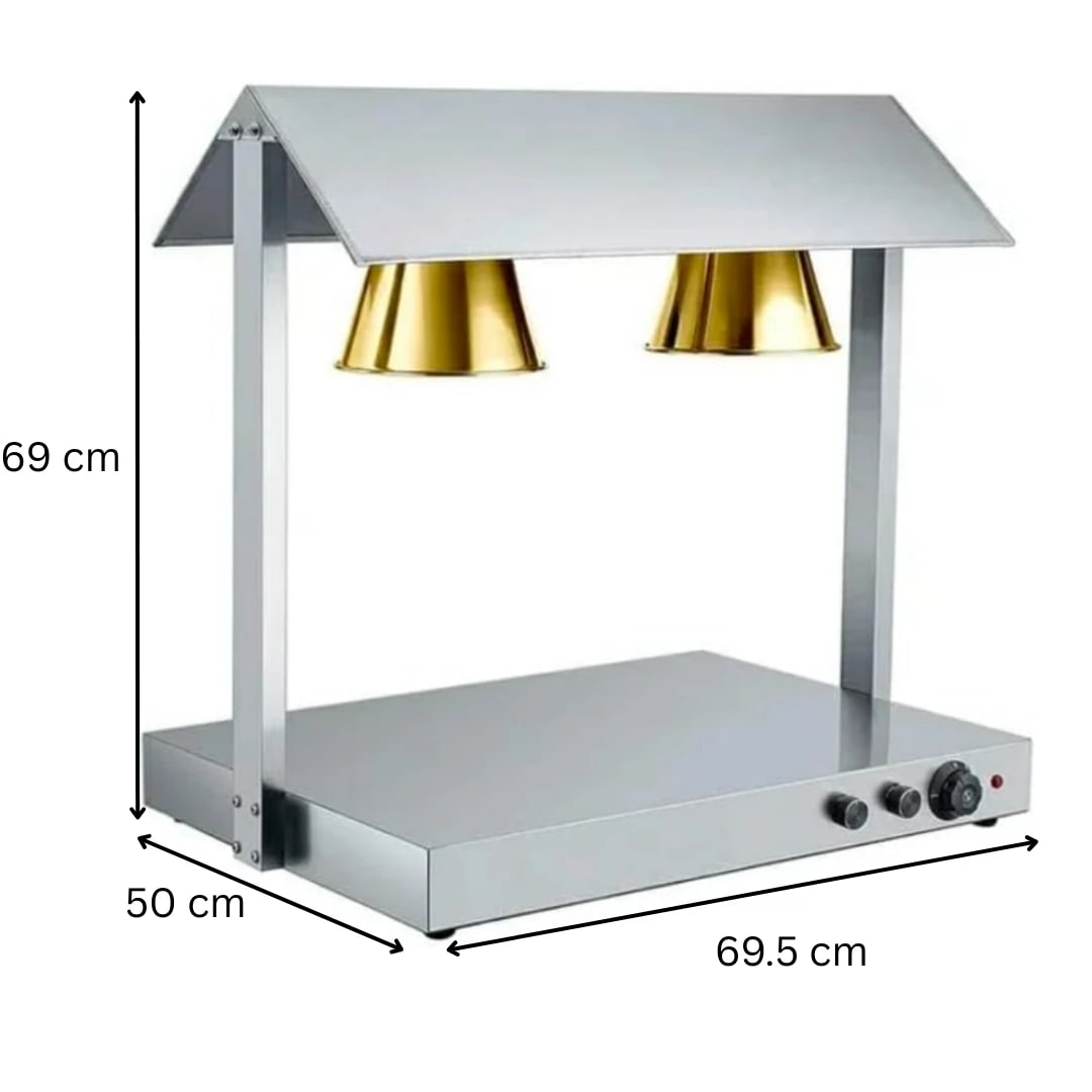 Electric Food Lamp Warmer - Double Head | Top + Bottom Heating — view 2