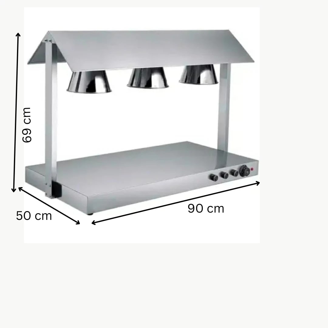 Electric Food Lamp Warmer - Triple Head | Top + Bottom Heating — view 2