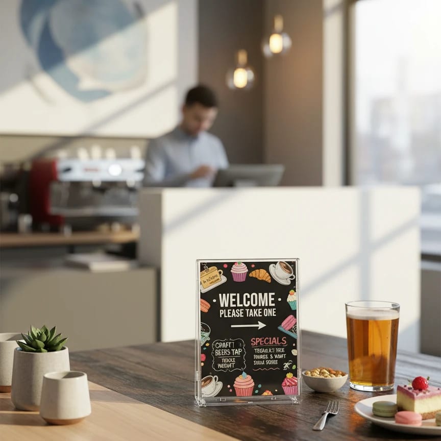 Acrylic L-Shaped Foldable Menu Display Stand — view 3