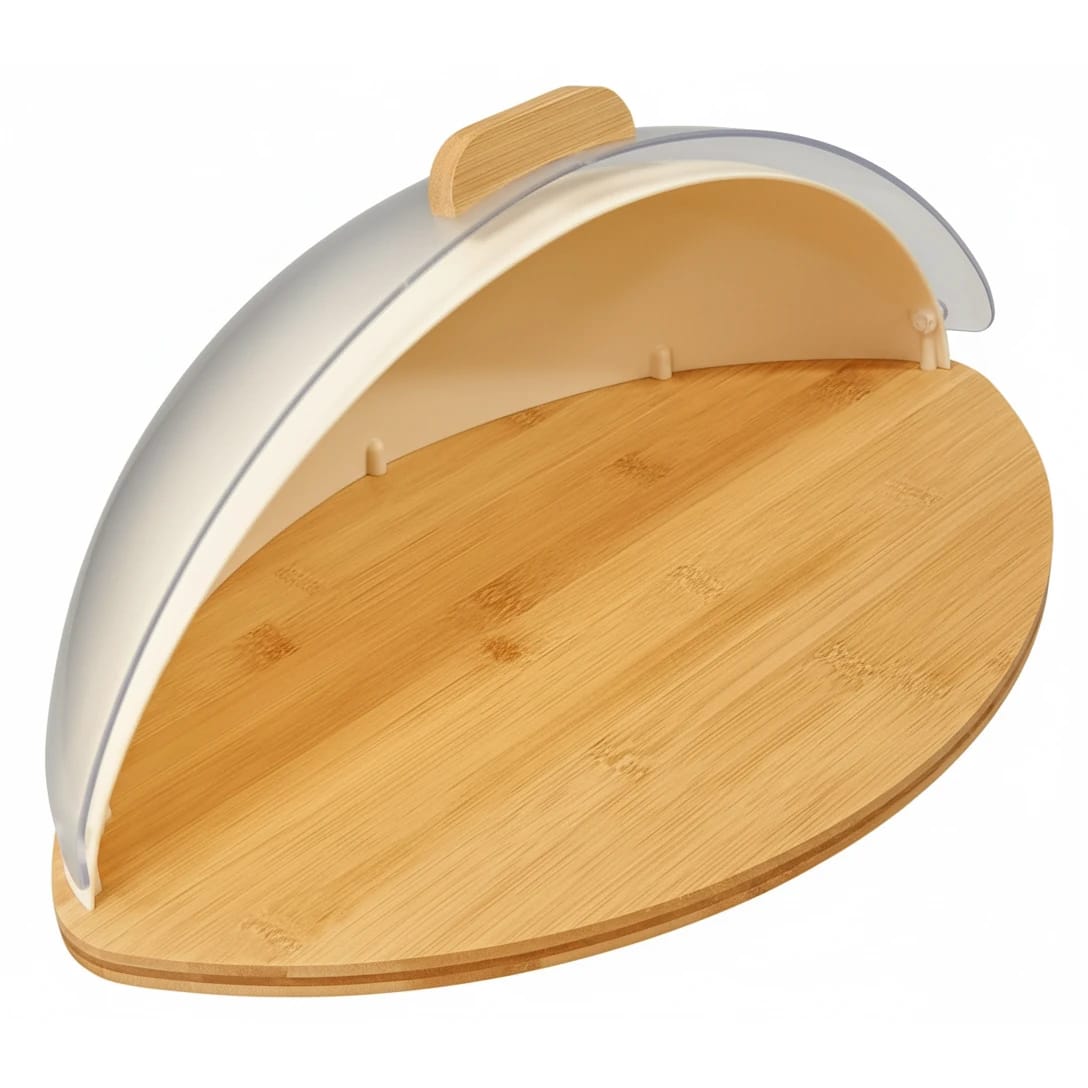 VAMA Wooden Oval Shaped Bread Box with Transparent Front Cover — view 8