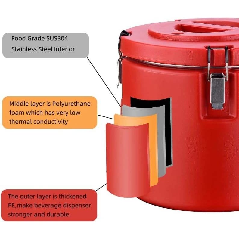Plastic Insulation Barrel Hot/Cold - Round | Without Tap | Red — view 7
