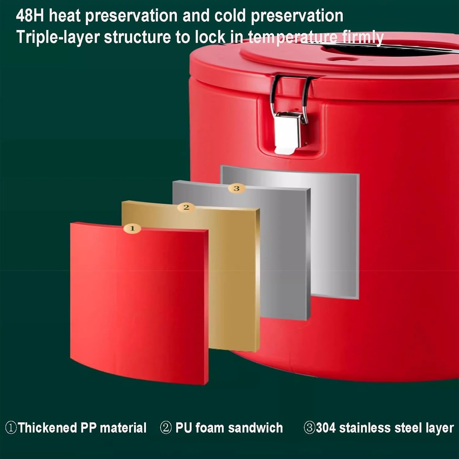 Plastic Insulation Barrel Hot/Cold - Round | Without Tap | Red — view 2