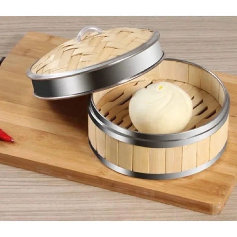 Wooden Dimsum Basket - 1 Layer with SS Border — view 3
