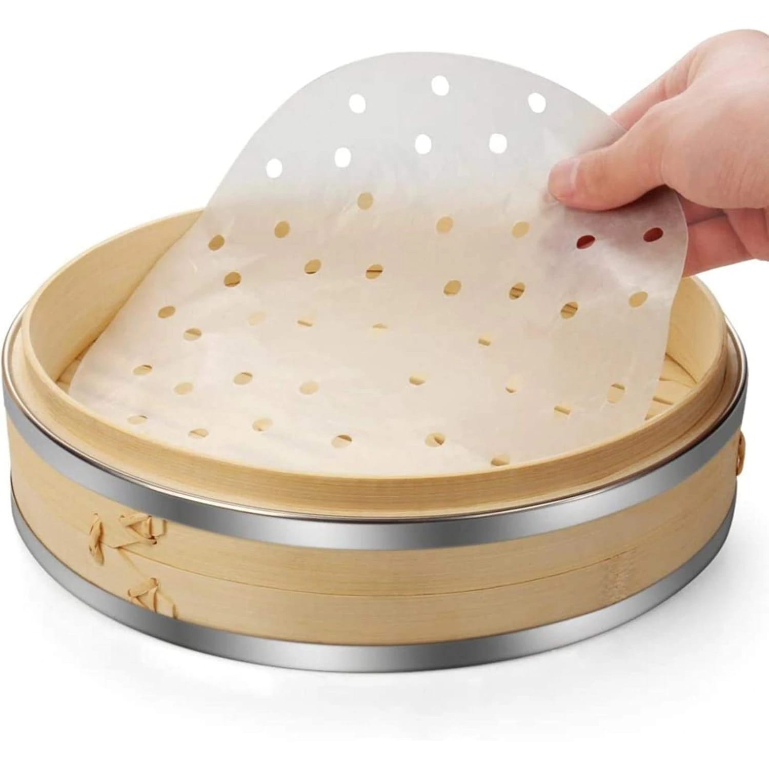 Wooden Dimsum Basket - 2 Layers with SS Border — view 5