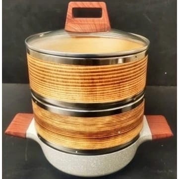 Wooden Dimsum Basket 3 Layers with SS Rings & Ceramic Kadai — view 7