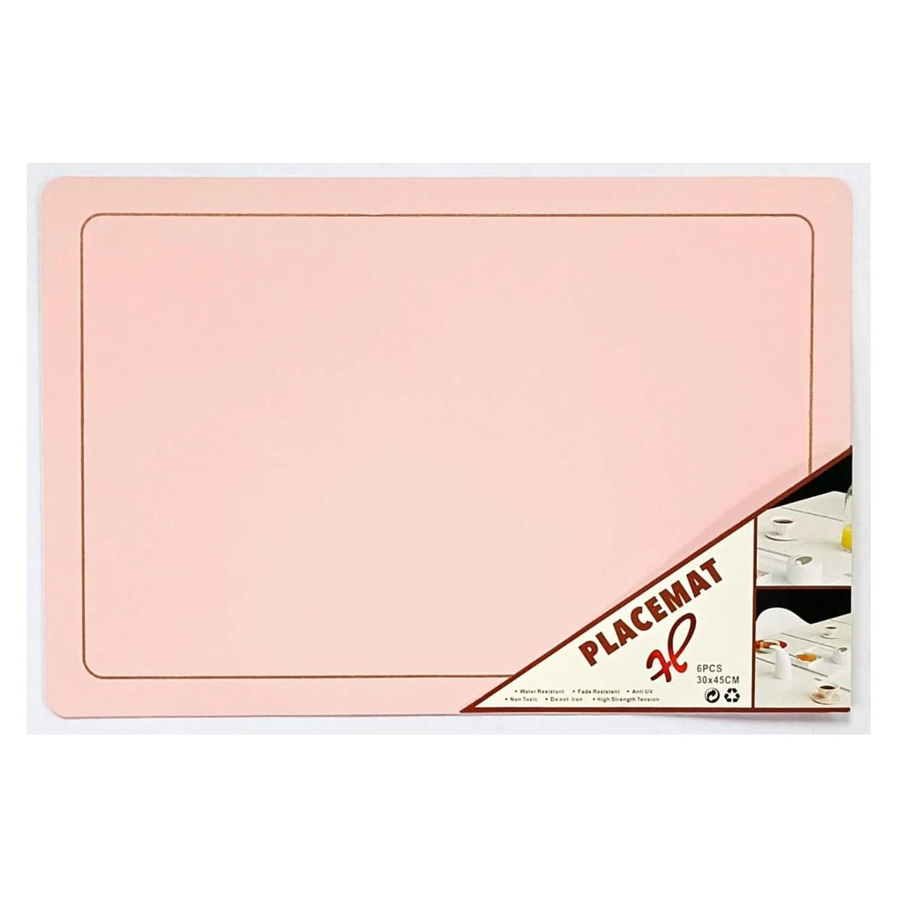 Premium Leather Type Table Mats with Golden Border - (Quantity: 6pcs) — view 2