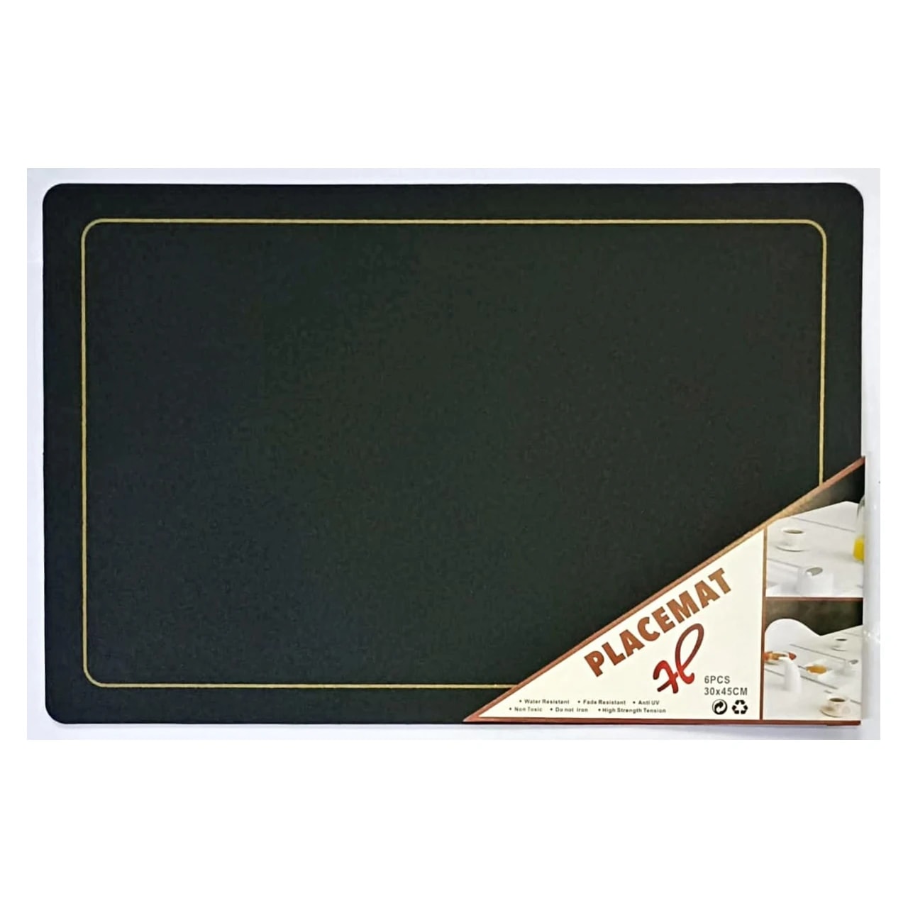 Premium Leather Type Table Mats with Golden Border - (Quantity: 6pcs) — view 1