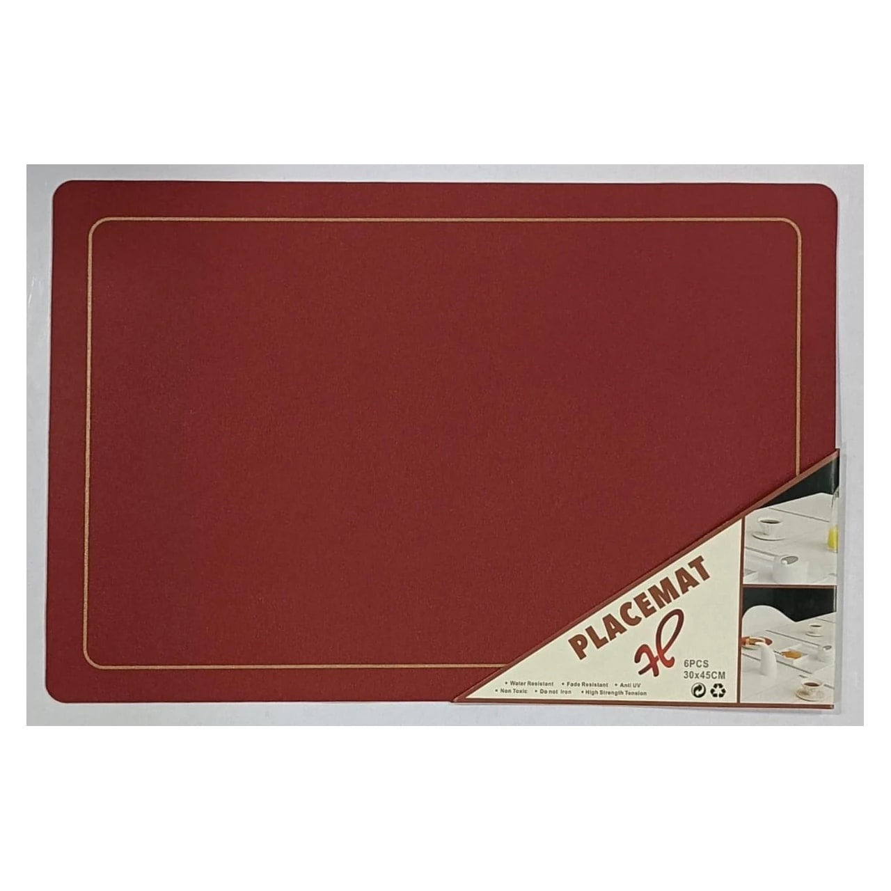 Premium Leather Type Table Mats with Golden Border - (Quantity: 6pcs) — view 2