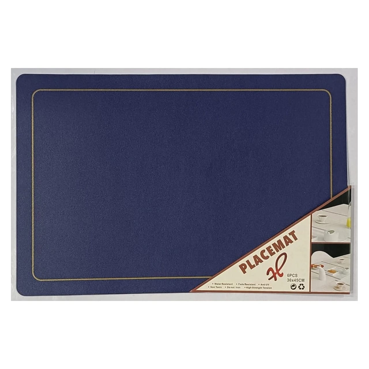 Premium Leather Type Table Mats with Golden Border - (Quantity: 6pcs) — view 1