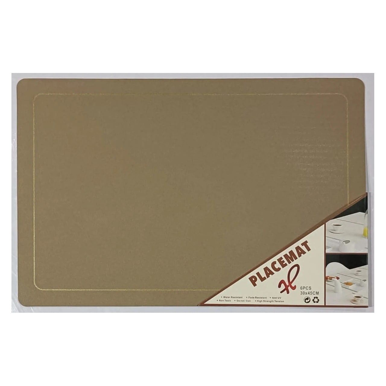 Premium Leather Type Table Mats with Golden Border - (Quantity: 6pcs) — view 1