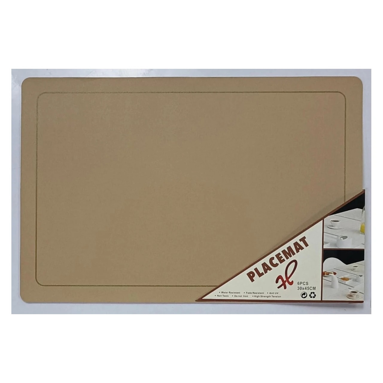 Premium Leather Type Table Mats with Golden Border - (Quantity: 6pcs) — view 2