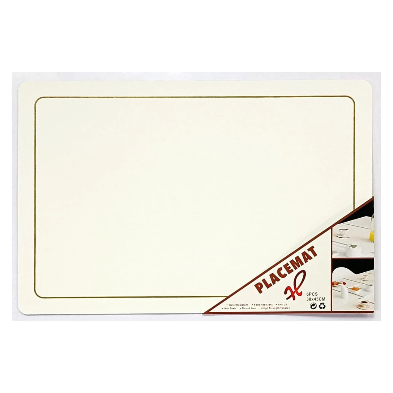 Premium Leather Type Table Mats with Golden Border - (Quantity: 6pcs) — view 1