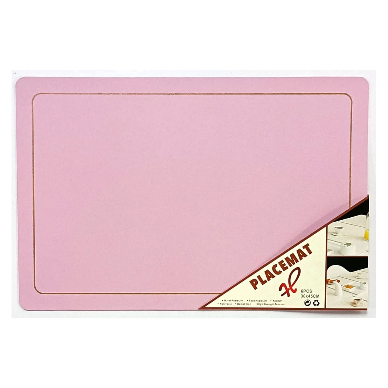 Premium Leather Type Table Mats with Golden Border - (Quantity: 6pcs) — view 1