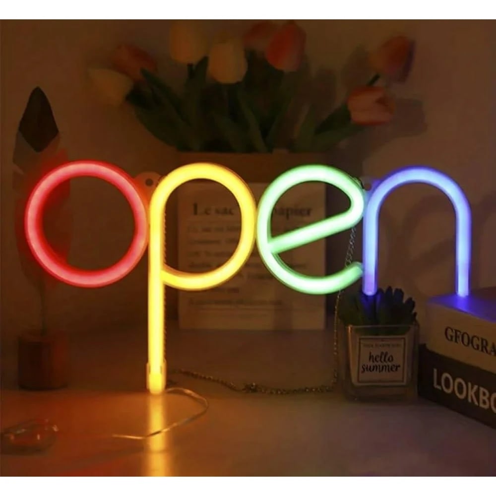 Neon LED Multicolor Sign Board - "open" — view 4