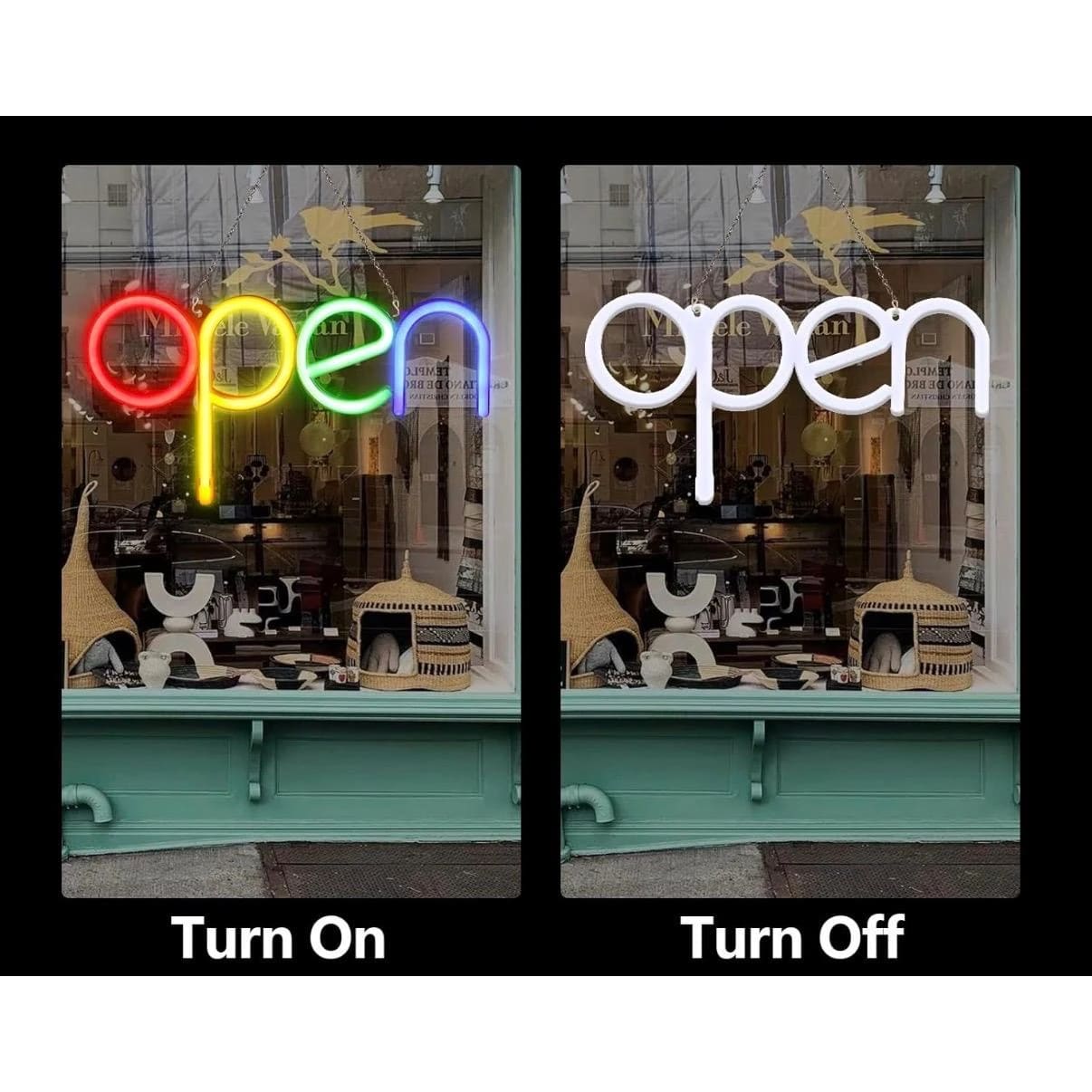 Neon LED Multicolor Sign Board - "open" — view 5