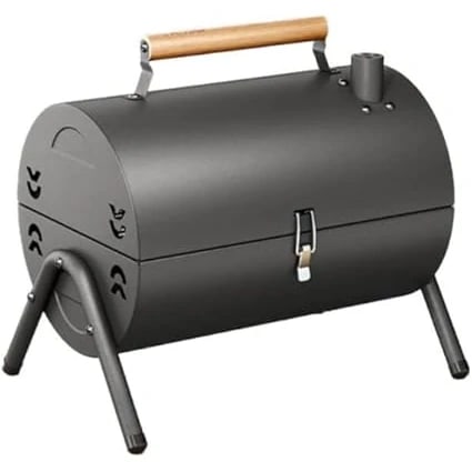 MS Portable Cylindrical Shaped Barbeqe Grill - Black