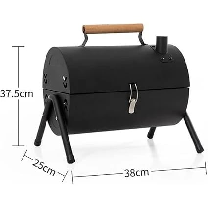 MS Portable Cylindrical Shaped Barbeque Grill - Black — view 2