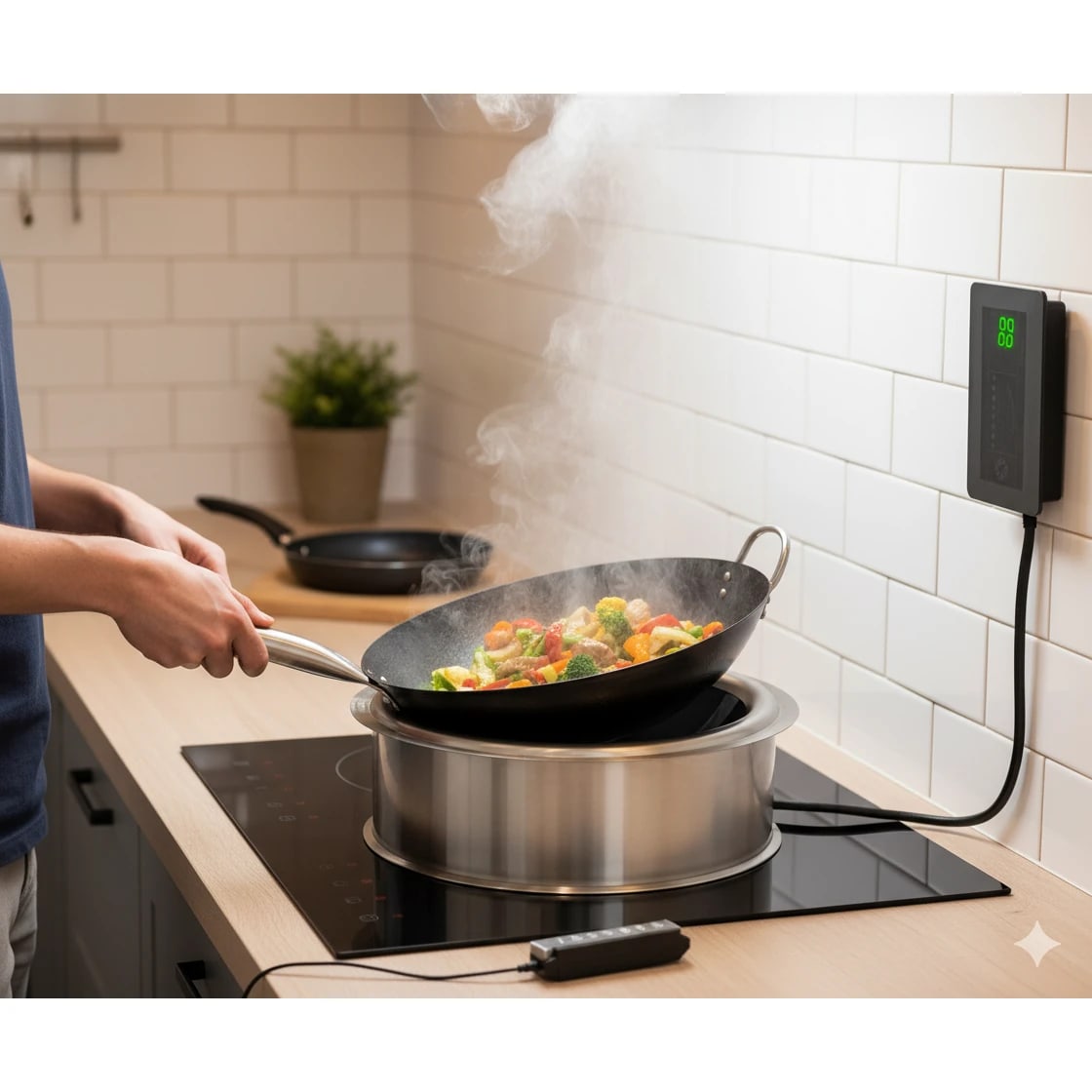 Veratti Full SS Premium Induction - 400 | 8000W | Round | Wok Base | Digital Model — view 3