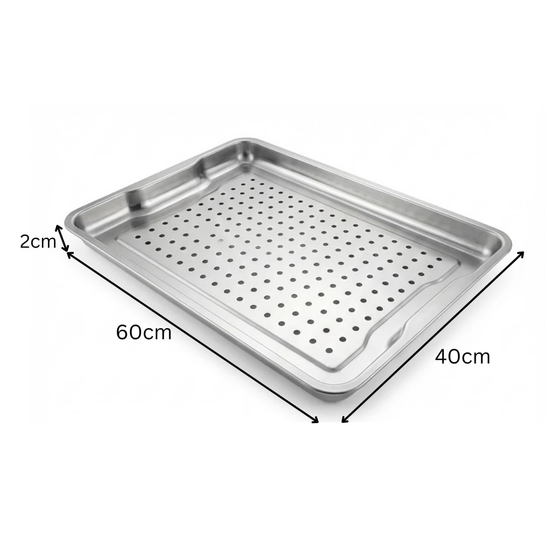SS Perforated Baking Tray with Side Ears - 60x40cm — view 2