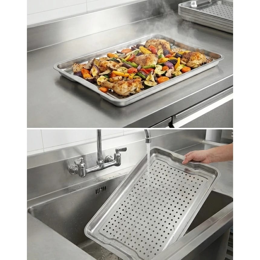 SS Perforated Baking Tray with Side Ears - 60x40cm — view 4