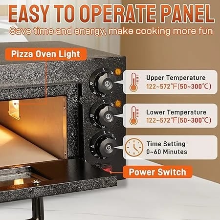 Electric Premium Black Body Pizza Oven with Stone - HS1S Single (Stone Size: 16x16 inch.) — view 3