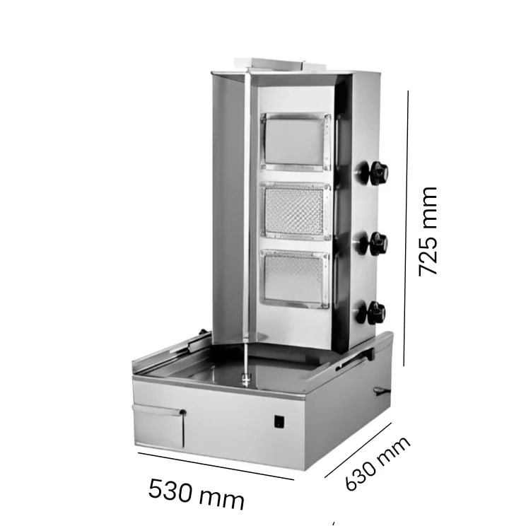 Gas Shawarma Machine 3 Burner with Auto Rotating Rod — view 2