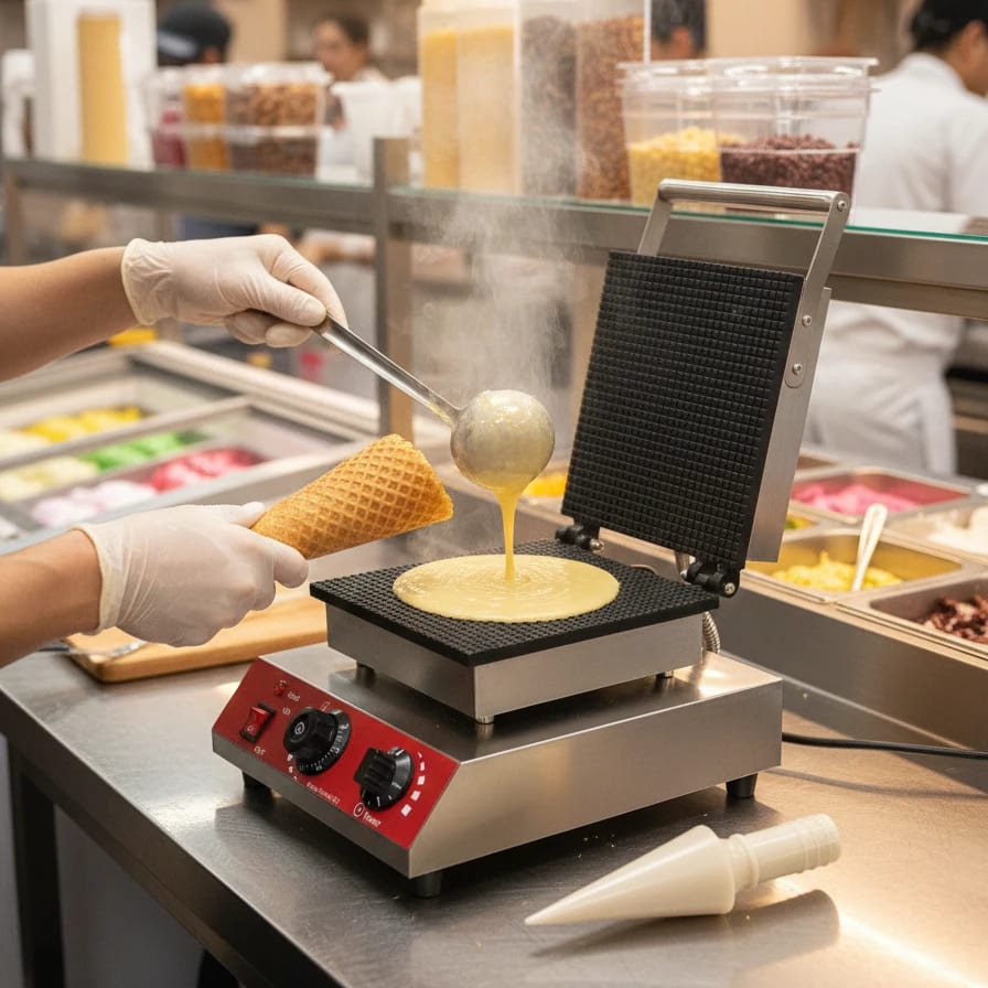 Electric Square Cone Waffle Maker — view 3
