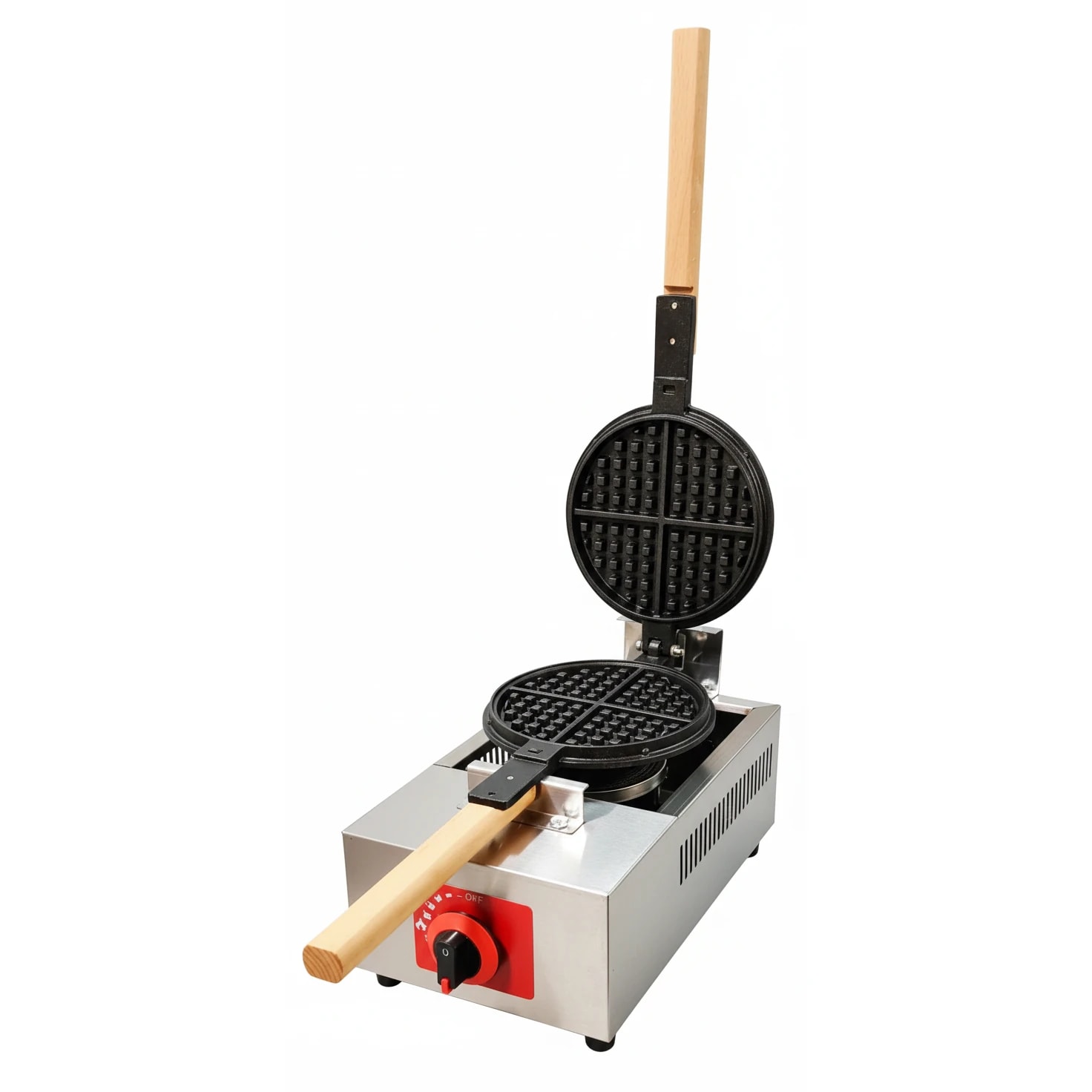 Gas Round Rotating Waffle Maker with Long Wooden Handle — view 6