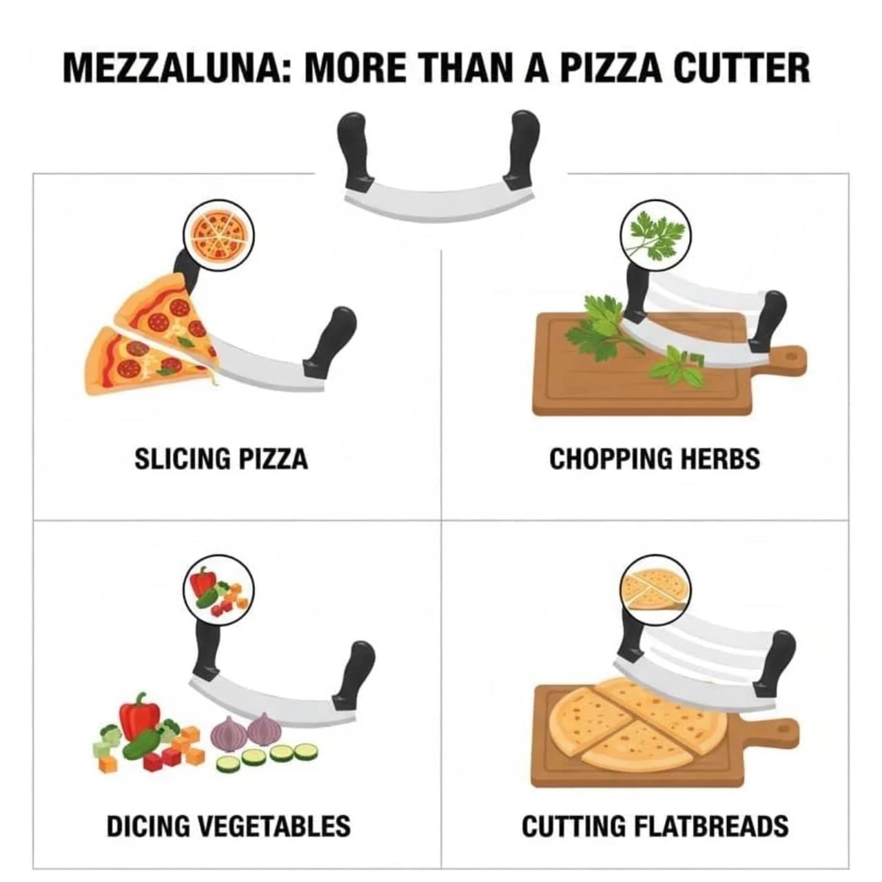 Black Handle with SS Blade Half Moon Pizza Cutter — view 3