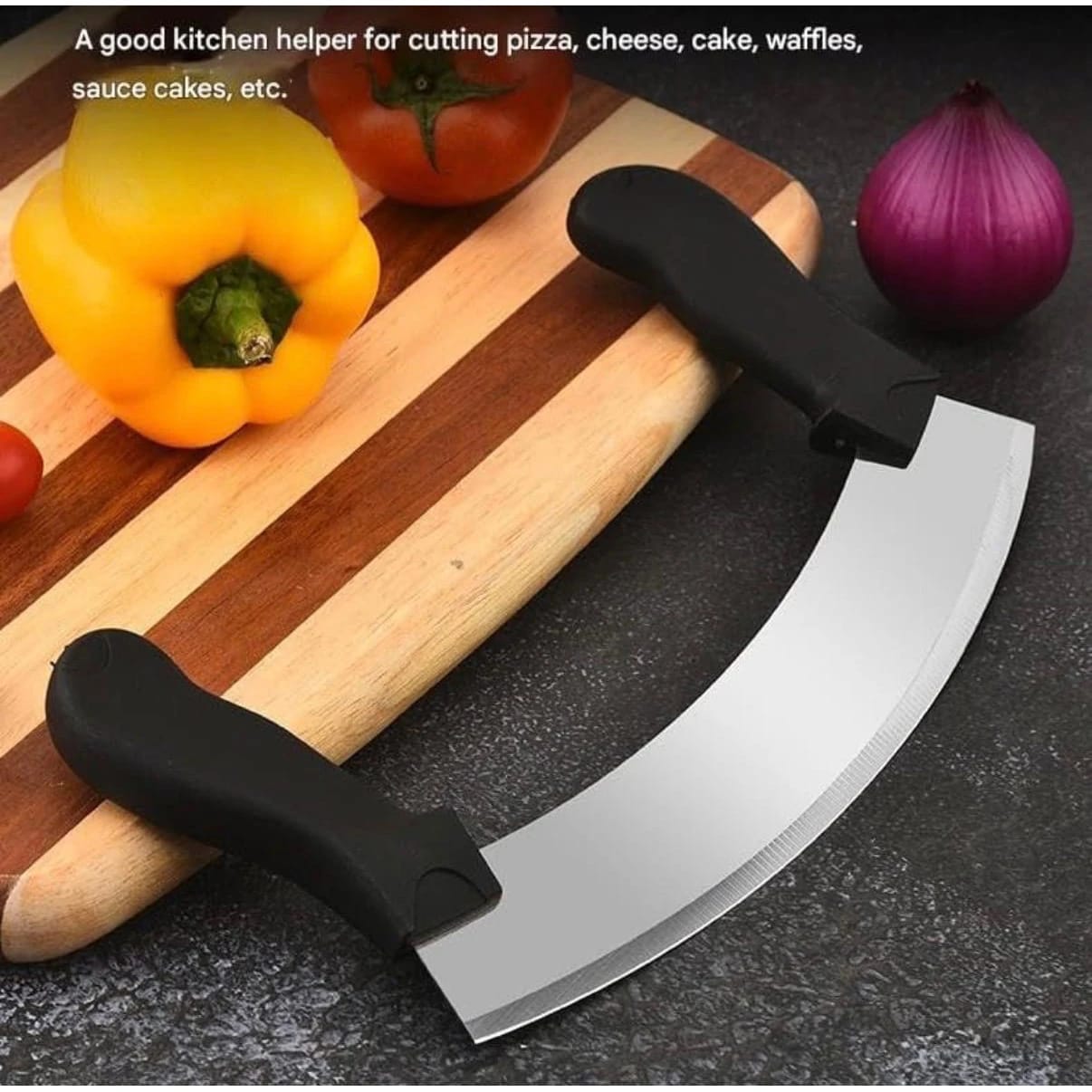 Black Handle with SS Blade Half Moon Pizza Cutter — view 7