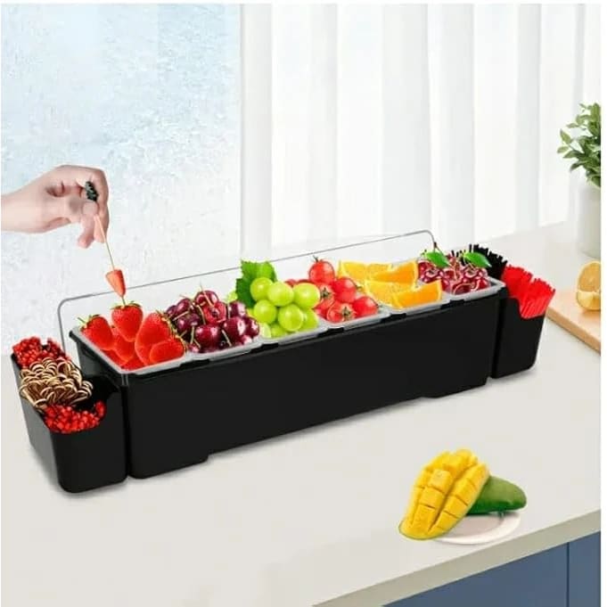 Plastic Condiment/Spice/Masala Box with Lid Heavy - 8 Compartments — view 3