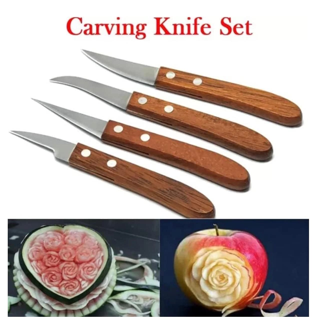 Wooden Handle Carving Knives 4PP — view 3