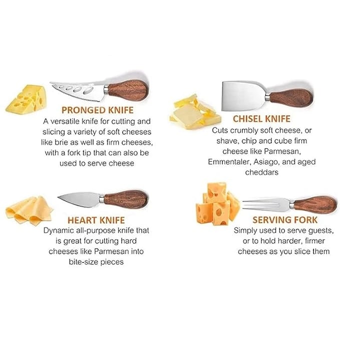 Wooden Handle Cheese Carving Knives 4PP — view 4