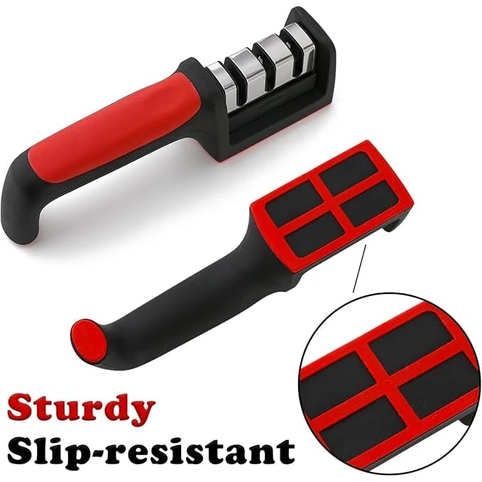 SS Knife Sharpener 3 Slot with Plastic Handle — view 9