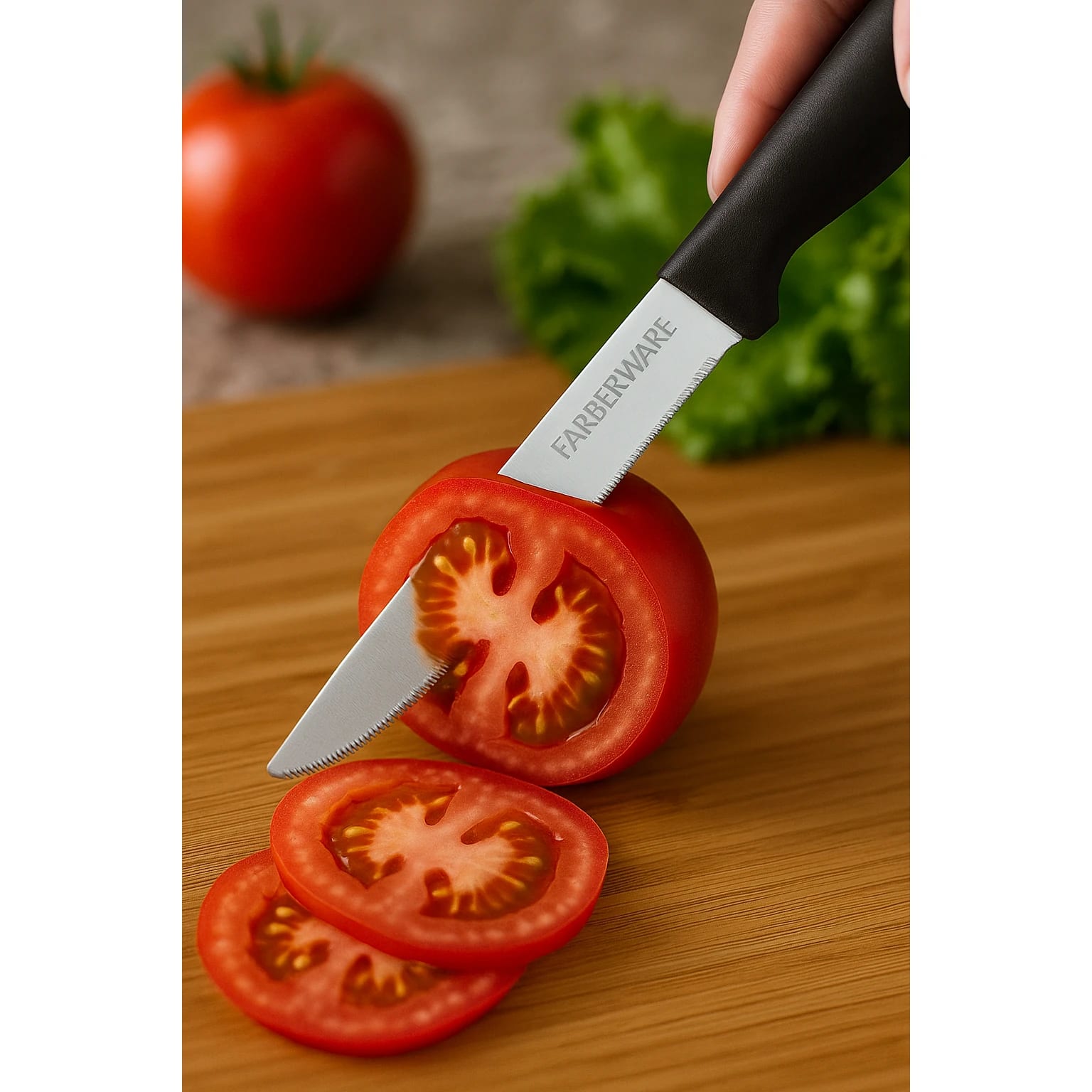 Plastic Handle Kitchen Knife with Teeth - 9" — view 3