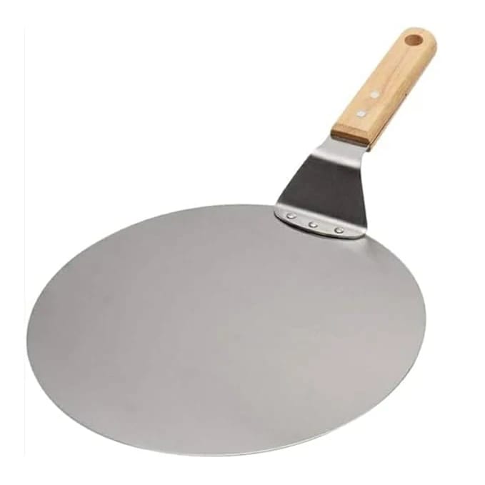 Wooden Flat Handle SS Round Pizza Lifter 12”
