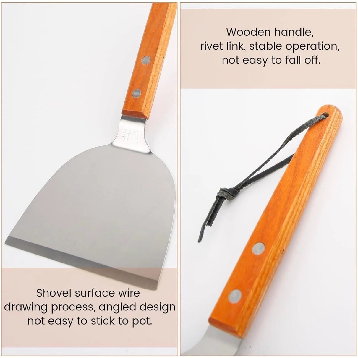 Wooden Flat Handle SS U Shaped Lifter Big - No.28 — view 6
